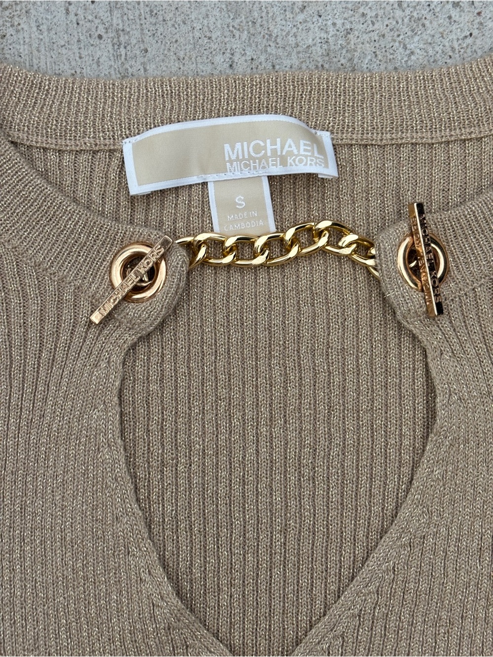 Y2K Style Michael Kors Metallic Gold Knit Long Sleeve Small - Picture 6 of 7